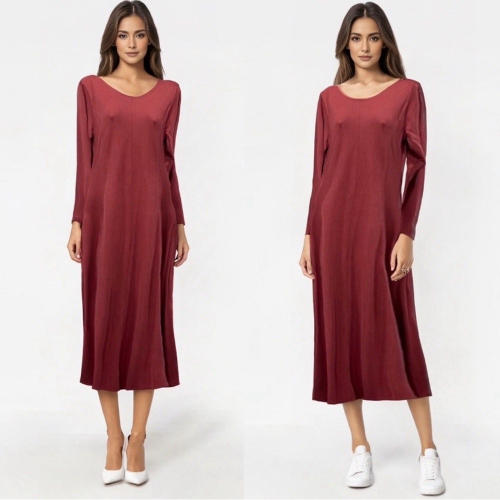 FADS Vintage 90s 1990s maxi Dress Ribbed‎ Knit Long Sleeve Sz M